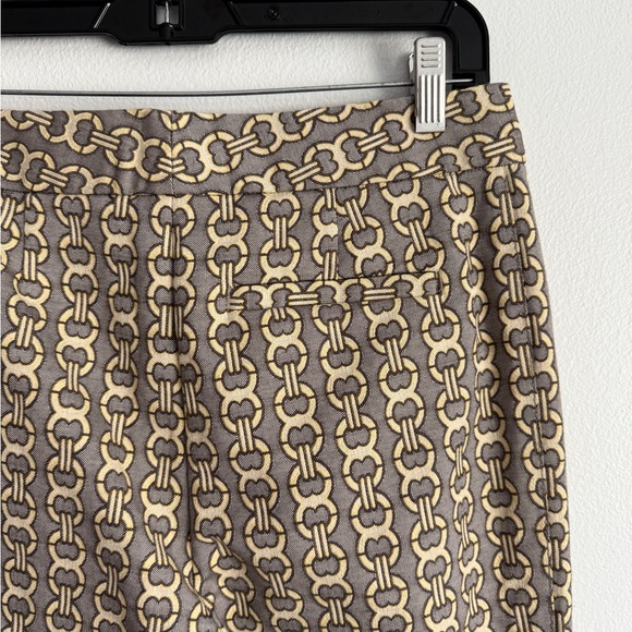 Tory Burch Luxury Gemini Link Jacquard Slim Pants Neutral Gold Office Sz 4 - Picture 3 of 9